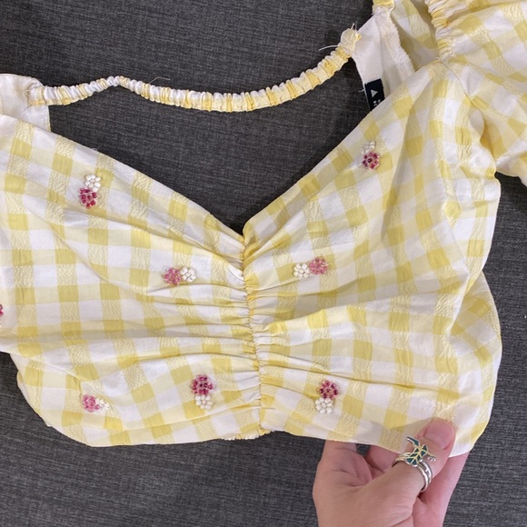 🌼 Zara puff sleeve beaded crop top - Picture 12 of 13